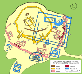 Karte des Burghügels (Hisarlık) von Troja