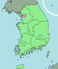 Map o Sooth Korea wi Seoul heichlichtit