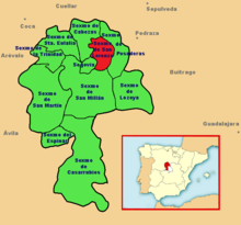 Ubicación del sexmo de San Lorenzo dentro de la [[Comunidad de Ciudad y Tierra de Segovia]]