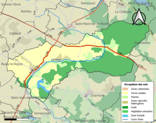 Carte en couleurs présentant l'occupation des sols.