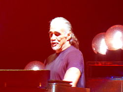 Boom Gaspar on stage with Pearl Jam in Oakland on November 26, 2013