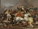 Goyas Den 2 maj 1808 i Madrid: striden med mamlukerna (266 × 345 cm) från 1814, också utställd på Pradomuseet.