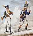 Cornet et officier voltigeur d'infanterie de ligne.