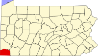 グリーン郡の位置を示したペンシルベニア州の地図
