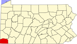 map of Pennsylvania highlighting Greene County