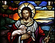 Jesus depicted as the Good Shepherd