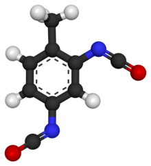 Ball and stick model of toluene diisocyanate