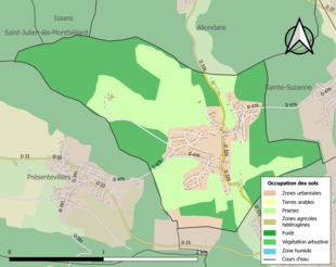 Carte en couleurs présentant l'occupation des sols.