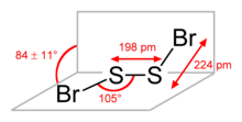 Ball-and-stick model of sulfur dibromide