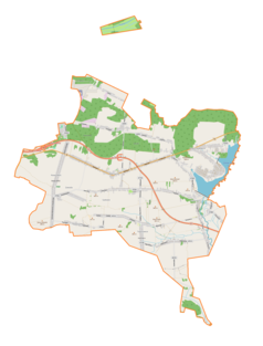 Mapa konturowa gminy Mierzęcice, po prawej nieco na dole znajduje się punkt z opisem „Przeczyce”