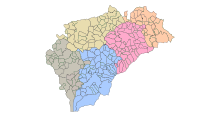En amarillo, municipios del partido judicial de Segovia