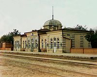 Jernbanestasjon i Farab i Turkmenistan, på Den trans-kaspiske jernbanen (Den sentralasiatiske jernbanen)