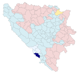 Location of Ljubuški in Bosnia and Herzegovina