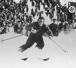 Christl Cranz Garmisch-Partenkirchenin olympialaisissa 1936.