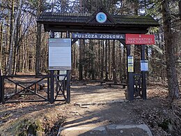 Wejście do Świętokrzyskiego Parku Narodowego od strony Kakonina