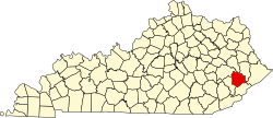 Karte von Knott County innerhalb von Kentucky