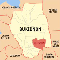 Map of Bukidnon with Quezon highlighted