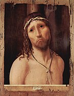Una de las varias versiones del Ecce Homo de Antonello da Messina, influido por la pintura neerlandesa, c. 1473