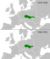 Tsjecho-Sjlowakije in Europa, veur en nao d'n Twiede Waereldkreeg.