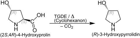 Decarboxylierung von (2S,4R)4-Hydroxyprolin