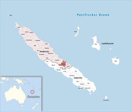 Location of the commune (in red) within New Caledonia