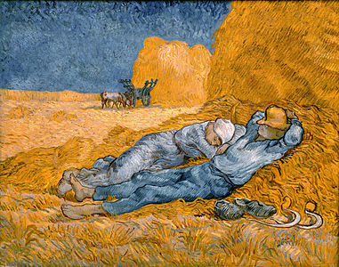 Noon – Rest from Work (1890) deur Vincent van Gogh (na Millet)