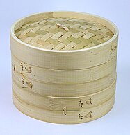 Traditionelle Bambusdampfgarkörbe