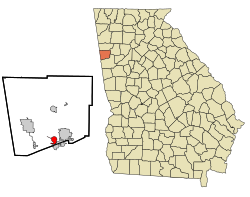 Location in Haralson County and the state of Georgia