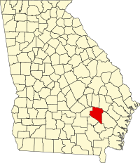 Map of Džordžija highlighting Appling County