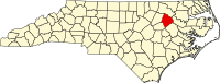 Map of North Carolina highlighting Edgecombe County