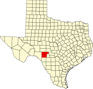 Map of Texas highlighting Edwards County