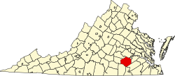 Karte von Dinwiddie County innerhalb von Virginia