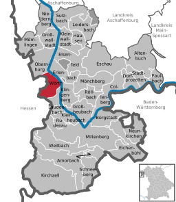 Läget för Wörth am Main i Landkreis Miltenberg