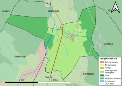 Carte en couleurs présentant l'occupation des sols.