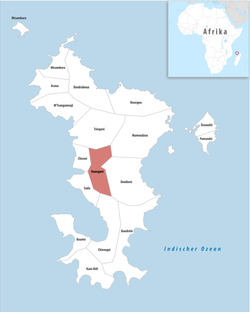 Location of the commune (in red) within Mayotte