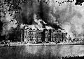 Image 49The Metropolitan Police Department burning at Marunouchi, near Hibiya Park during the 1923 earthquake (from History of Tokyo)