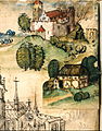 Älteste Darstellung der Waldmannsburg in Gerold Edlibachs Wappenbuch von 1489