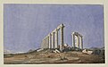 Egine temple view by Prosper Morey around 1838
