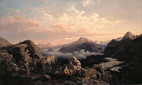 Menezioù uhel da sav an deiz • Hans Fredrik Gude, 1854
