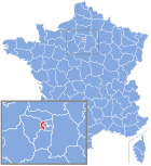 Posizion del dipartiment Hauts-de-Seine in de la Francia