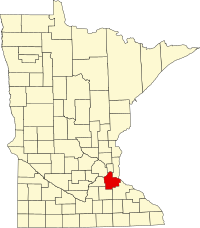 Map of Minesota highlighting Dakota County