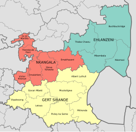 Map of the municipalities in Mpumalanga