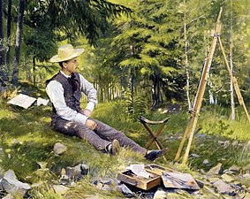 El artista pintando al aire libre, 1889. Óleo sobre lienzo, 47,8 x 57,8 cm.