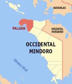 Map of Occidental Mindoro with Paluan highlighted