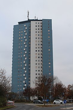 Blaues Hochhaus