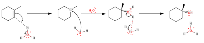 Mécanisme de l'hydratation d'un alcène