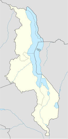 Mapa konturowa Malawi, blisko centrum na lewo znajduje się punkt z opisem „LLW”