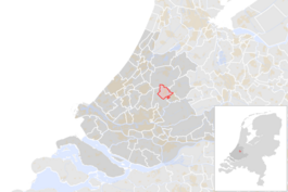 Locatie van de gemeente Waddinxveen (gemeentegrenzen CBS 2016)