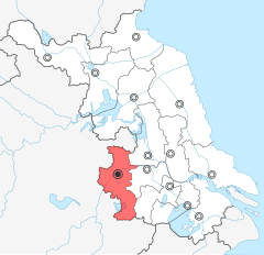 Nanking kiemelve a térképen