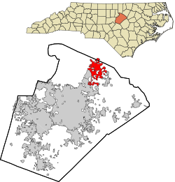 Location in Wake County and the state of North Carolina.